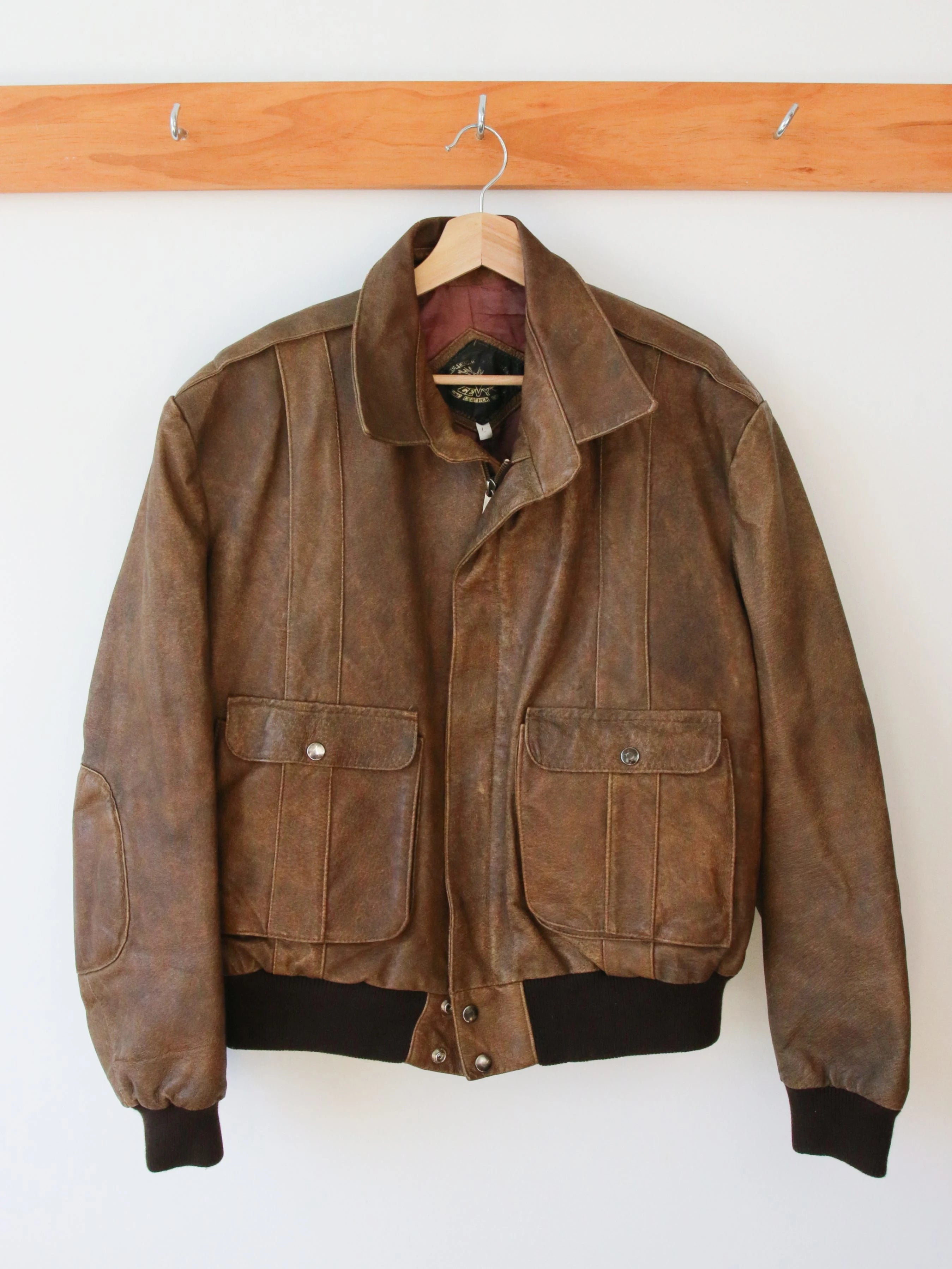 Vintage Leather Brown Flight Jacket