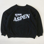 Black sweatshirt with 'Best Regards from Aspen' text on a white background